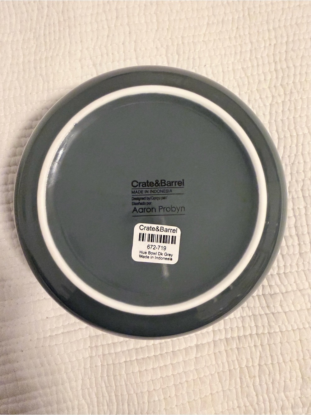 Crate&Barrel Grey Ceramic Bowl, Set of 4 - Picture 5 of 6
